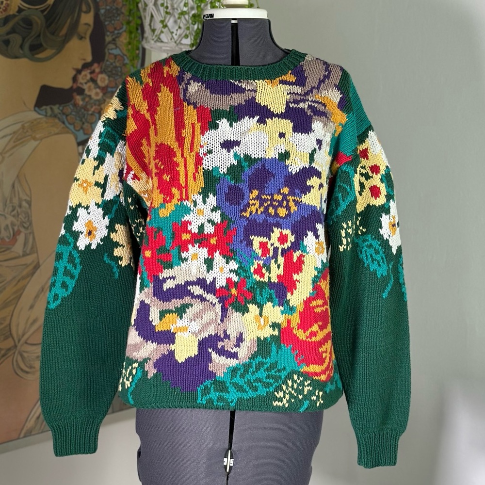 Brooks Brothers Multicolor Floral Crewneck Sweater - Green Base